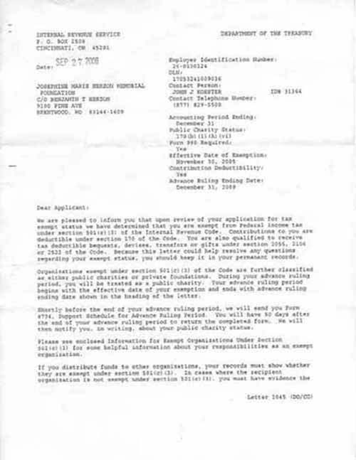 501(c)(3) Letter - 1