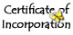 Certificate of Incorporation